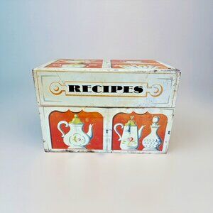 Vintage Tin Mayfair Co Recipe Index Box Kitchen Cupboard Design 1954 Chicago USA